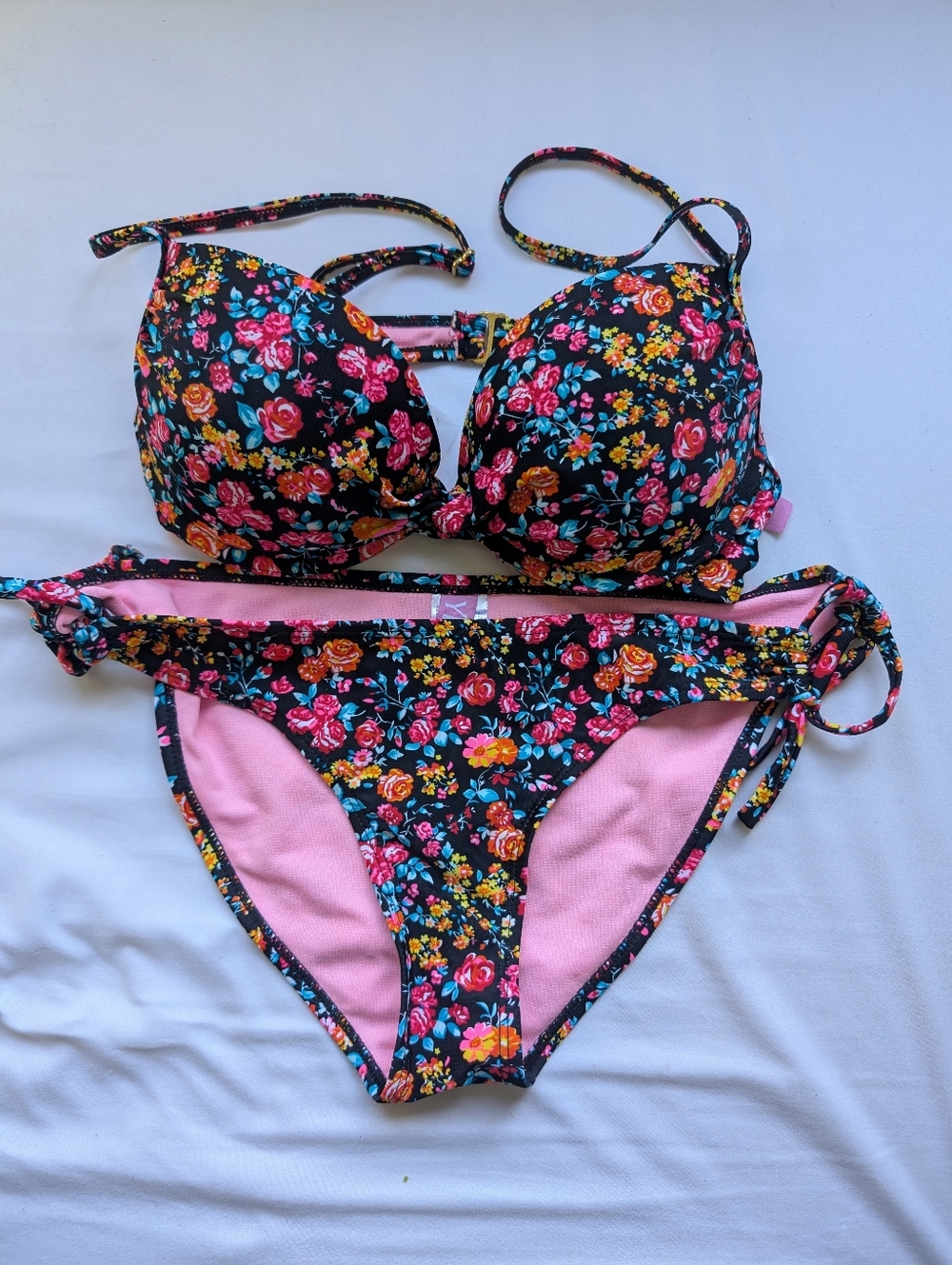 YMI - Tropical Bikini Set Push-Up Adjustable Waist Floral Resort Feminine Sz M
